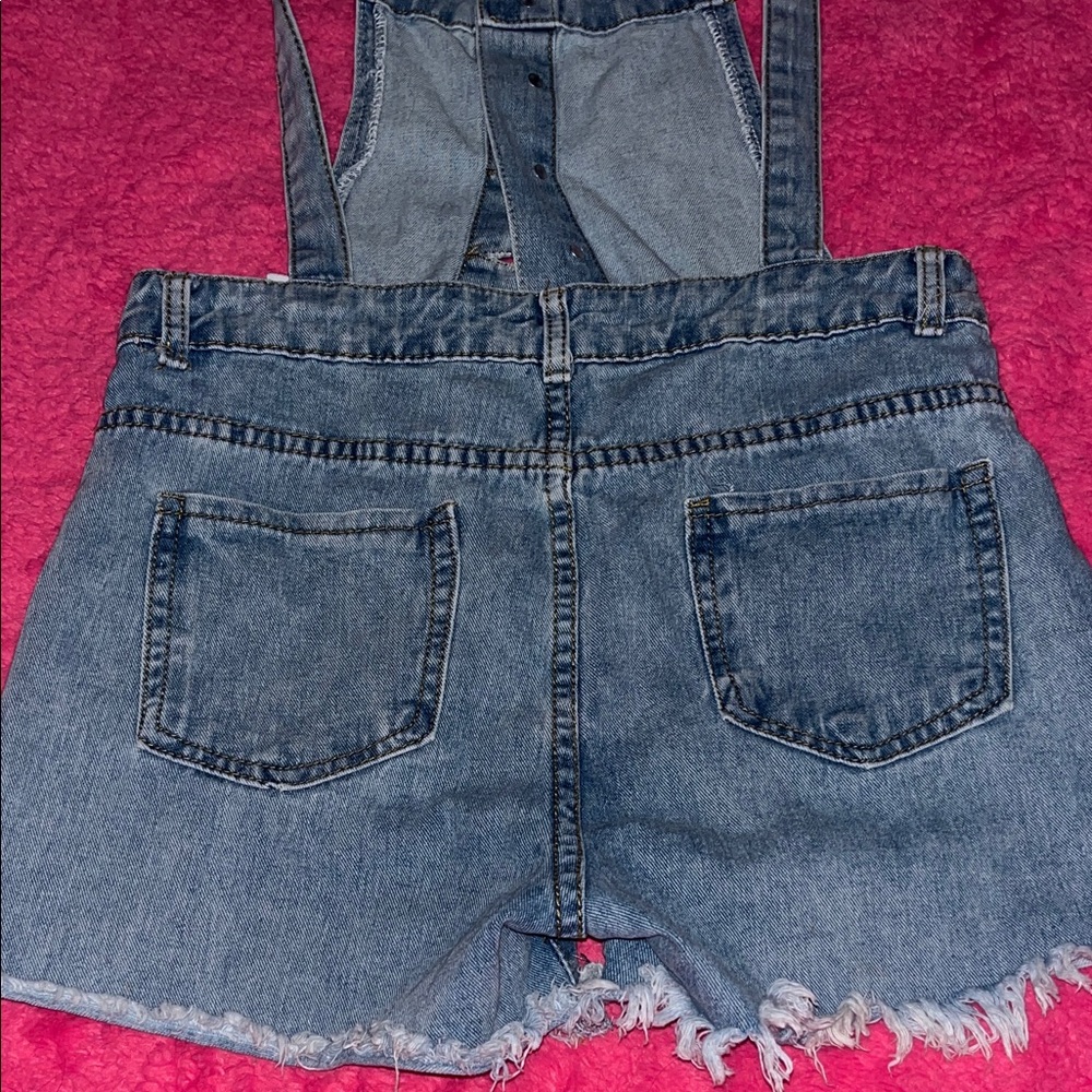 Denim Distressed Overalls - Picture 2 of 2